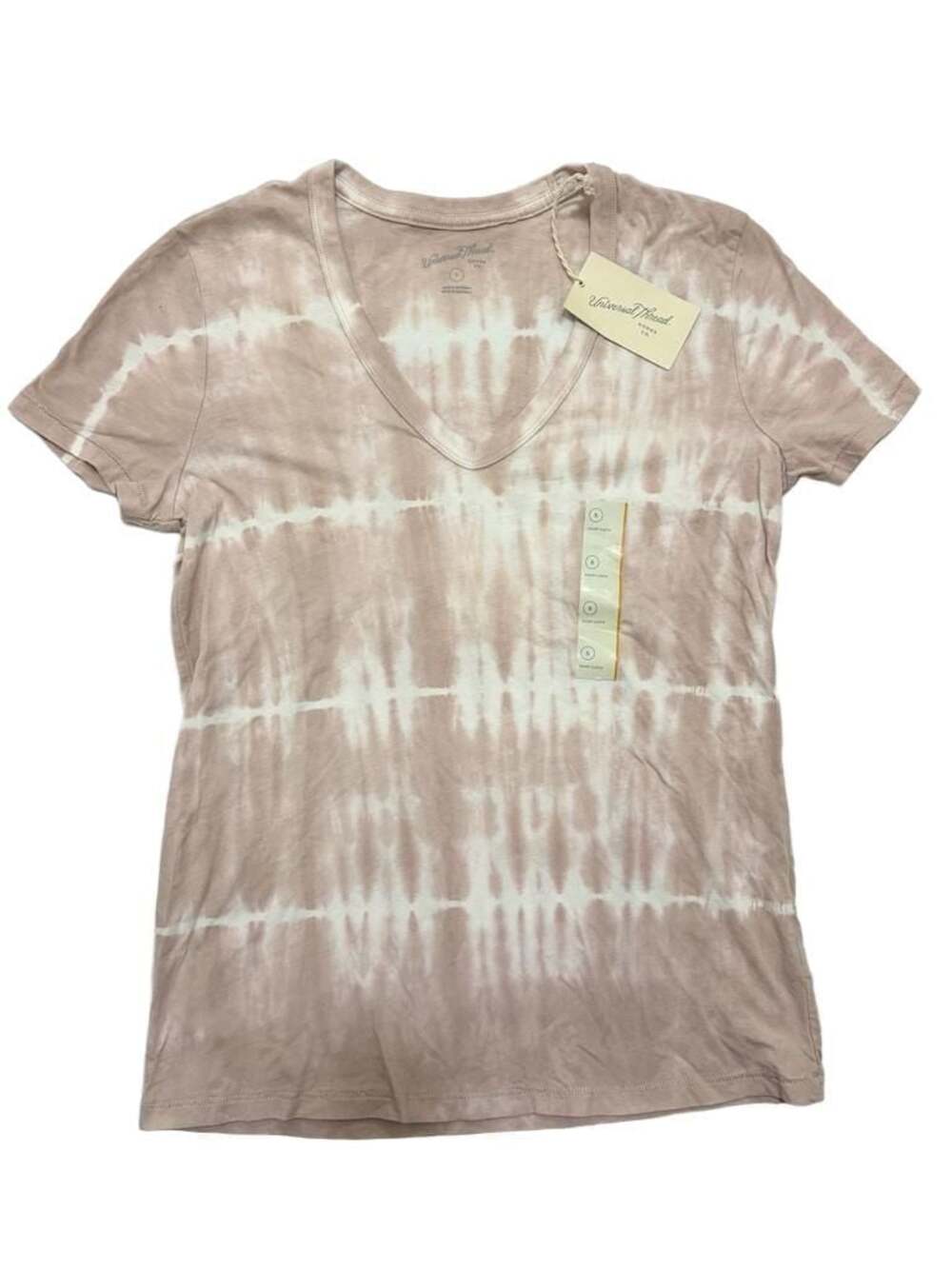 NWT Universal Thread Women's Short Sleeve V-Neck Tie-Dye T-Shirt in Smoky Taupe